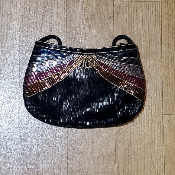 HANDBAG Women's Purse Pocketbook Crossbody Bag Beaded Pattern EUC - Picture 4 of 6